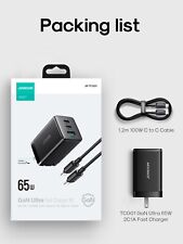 GaN Ultra 65W Fast Charger-Black+100W C to C Cable For Apple Samsung 1.2m-Black  picture