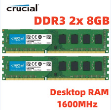 CRUCIAL DDR3 1600MHz 16GB (2x 8GB) PC3-12800 Desktop 240pin DIMM Memory RAM 16G picture