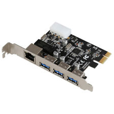 PCI-E to External 3 Ports USB 3.0 HUB+RJ-45 Ethernet Network Card PCI LAN Adapte picture