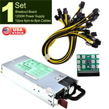 1200W PSU Power Supply + Breakout Board + 12pcs 6pin to 8pin Cables DPS-1200FB A picture