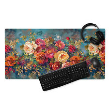 Roses Gaming Mouse Pad, Floral Mousepad, Vintage Print Extended Deskmat picture