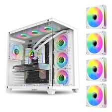 White PC case, 4Pack PWM RGB Computer Fans pre-Installed, Gaming Desktop pc H... picture