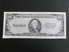 VTG 1996 APPLE MACINTOSH COMPUTER OVERSIZED $100 DOLLAR BILL PROMOTIONAL CERT picture