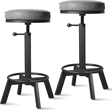 Vintage Bar Stools Set of 2 Industrial Bar Stool Swivel PU Seat Counter Height A picture