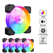 4 Pack Computer Gaming Case RGB LED Fans Cooling Quiet Colorful Frame Fan 120mm picture