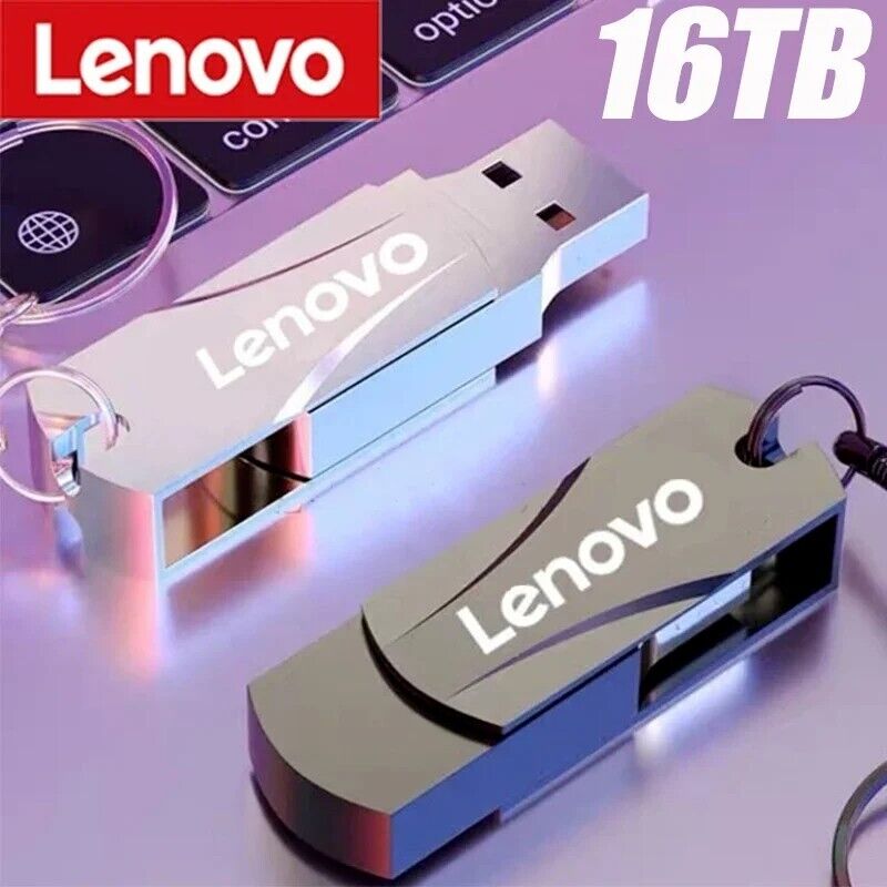 Lenovo USB 16TB 3.0 USB Flash Drive Thumb Disk Silver Transfer Metal Memory