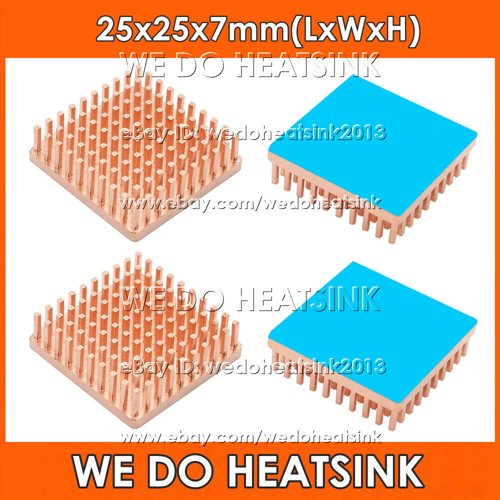 25x25x7mm Pure Copper Pin Fins Square Heatsink Radiator Cooler For Electronic IC