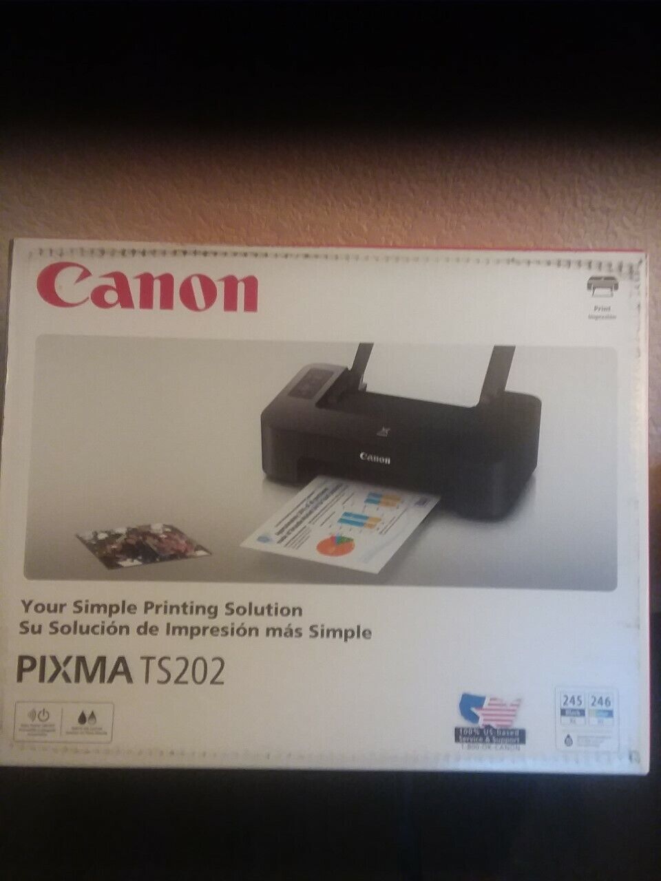 New Canon PIXMA TS202 Inkjet Printer black/color NEW USB cord (No Ink Included)