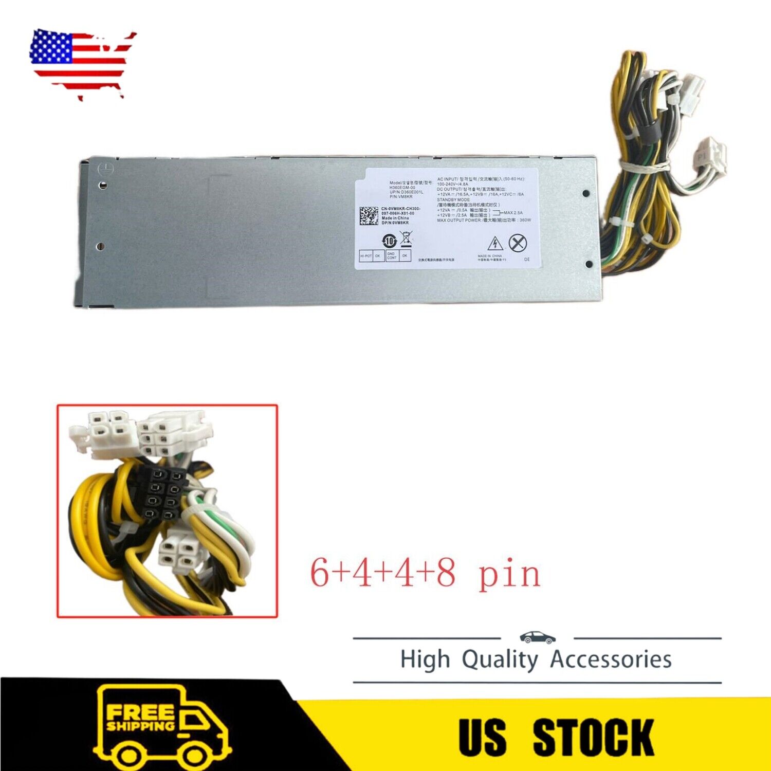 New Switching Power Supply For Dell G5 5090 XPS 8940 360W L360EPS-00 US