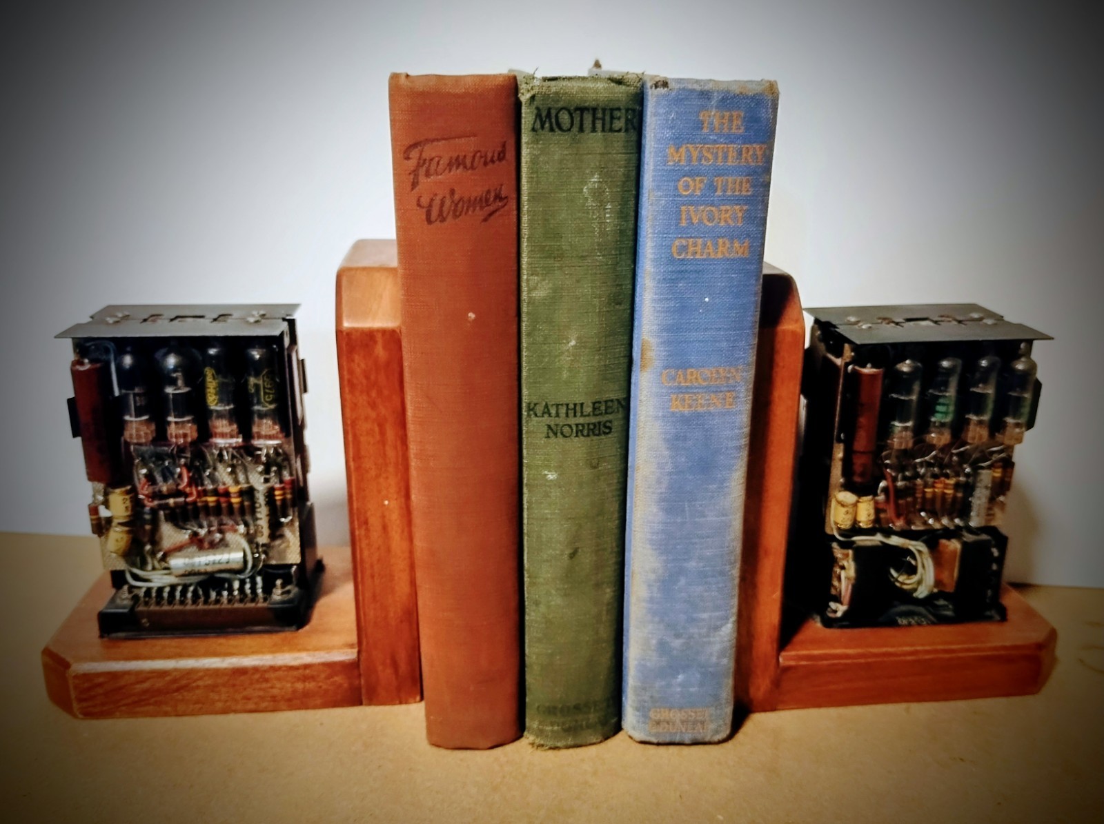 One Of A Kind Homemade Vintage Mainframe Computer, Logic Module Wood Bookends One Of A Kind Homemade Vintage Mainframe Computer, Logic Module Wood Bookends