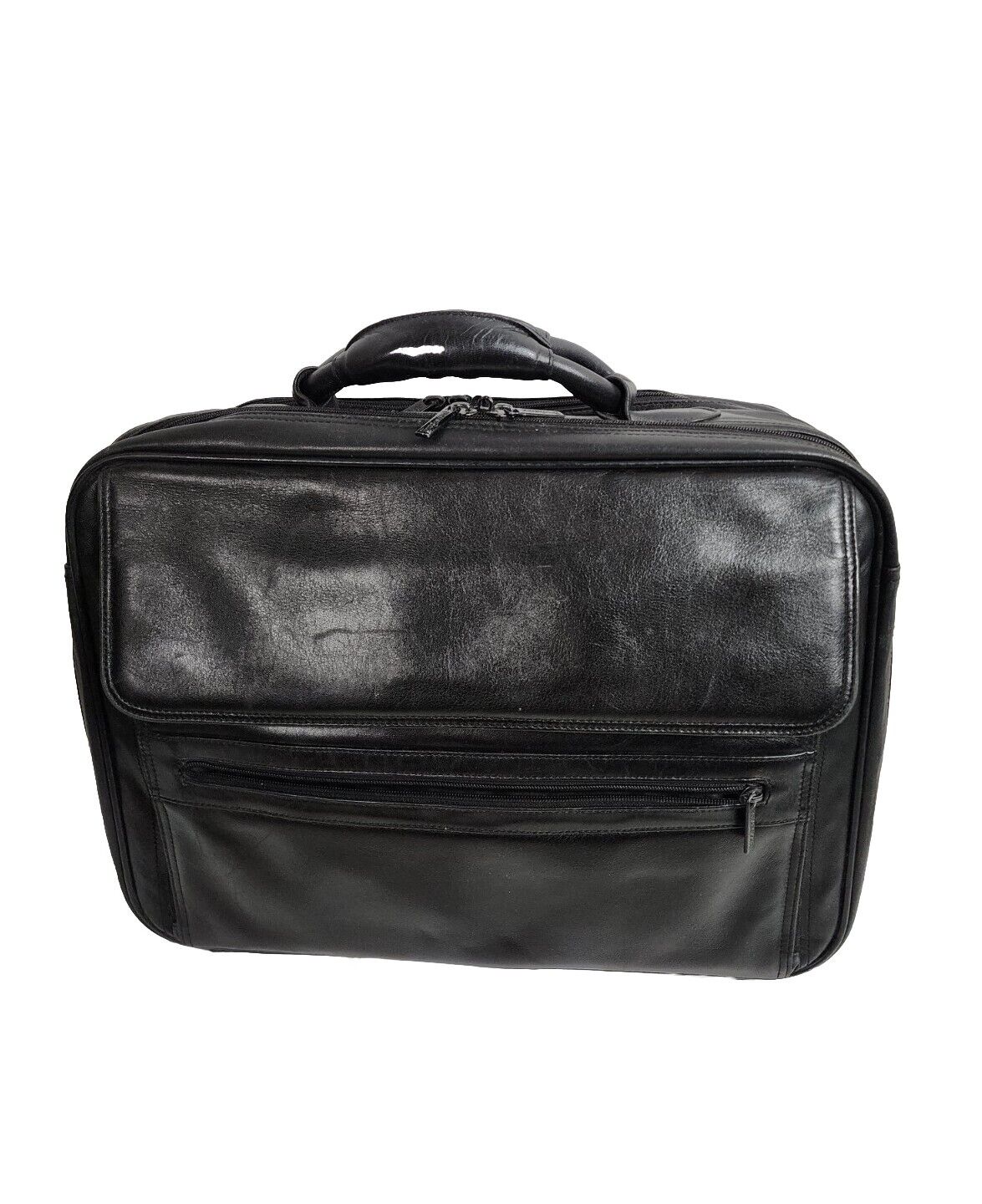 Vintage Brookstone Genuine Soft Leather Laptop Briefcase Black