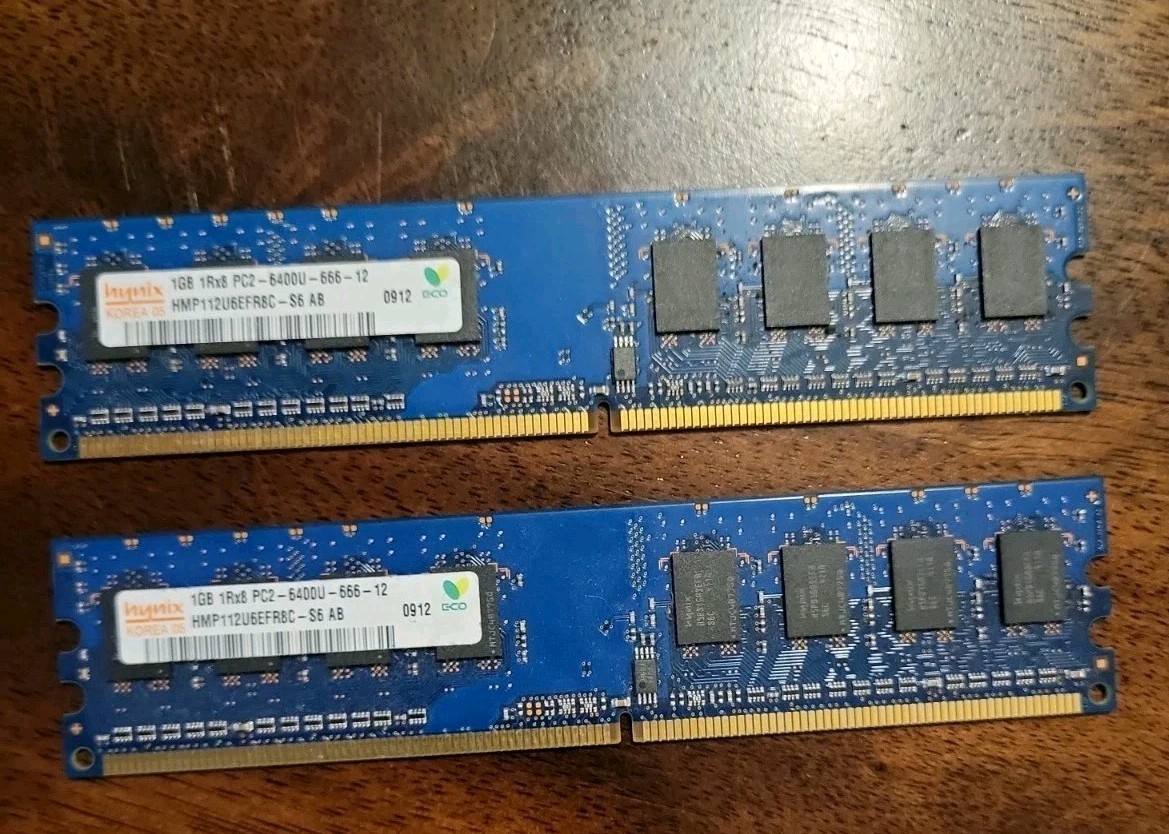 2x Hynix - 1GB IRx8 PC2 6400U 666 12 Memory Ram - Next Day Shipping 2x Hynix - 1GB IRx8 PC2 6400U 666 12 Memory Ram - Next Day Shipping