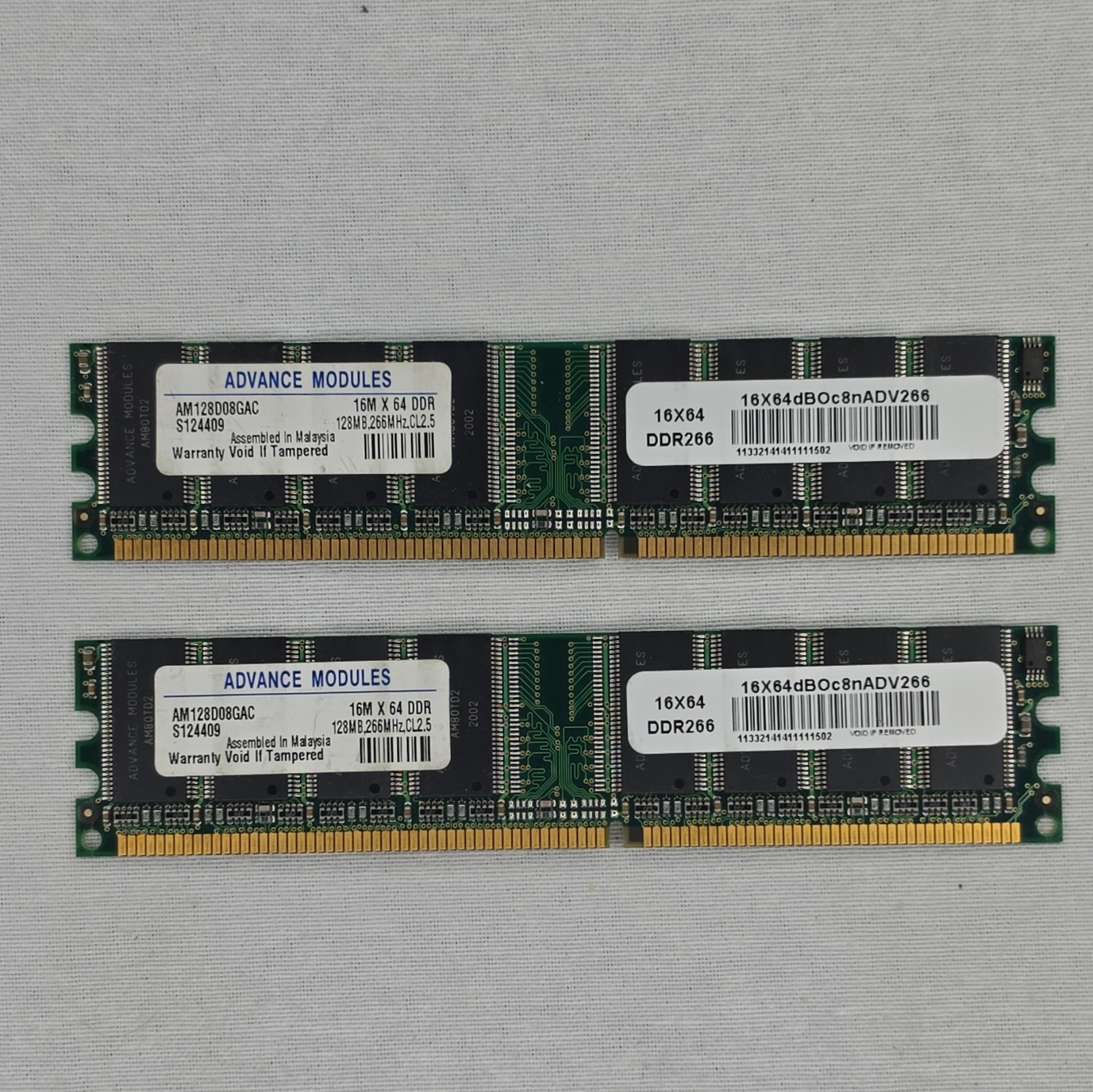 Advance Modules 256MB (2x128MB) DDR SDRAM DDR266 184-Pin DIMM AM128D08GAC Advance Modules 256MB (2x128MB) DDR SDRAM DDR266 184-Pin DIMM AM128D08GAC