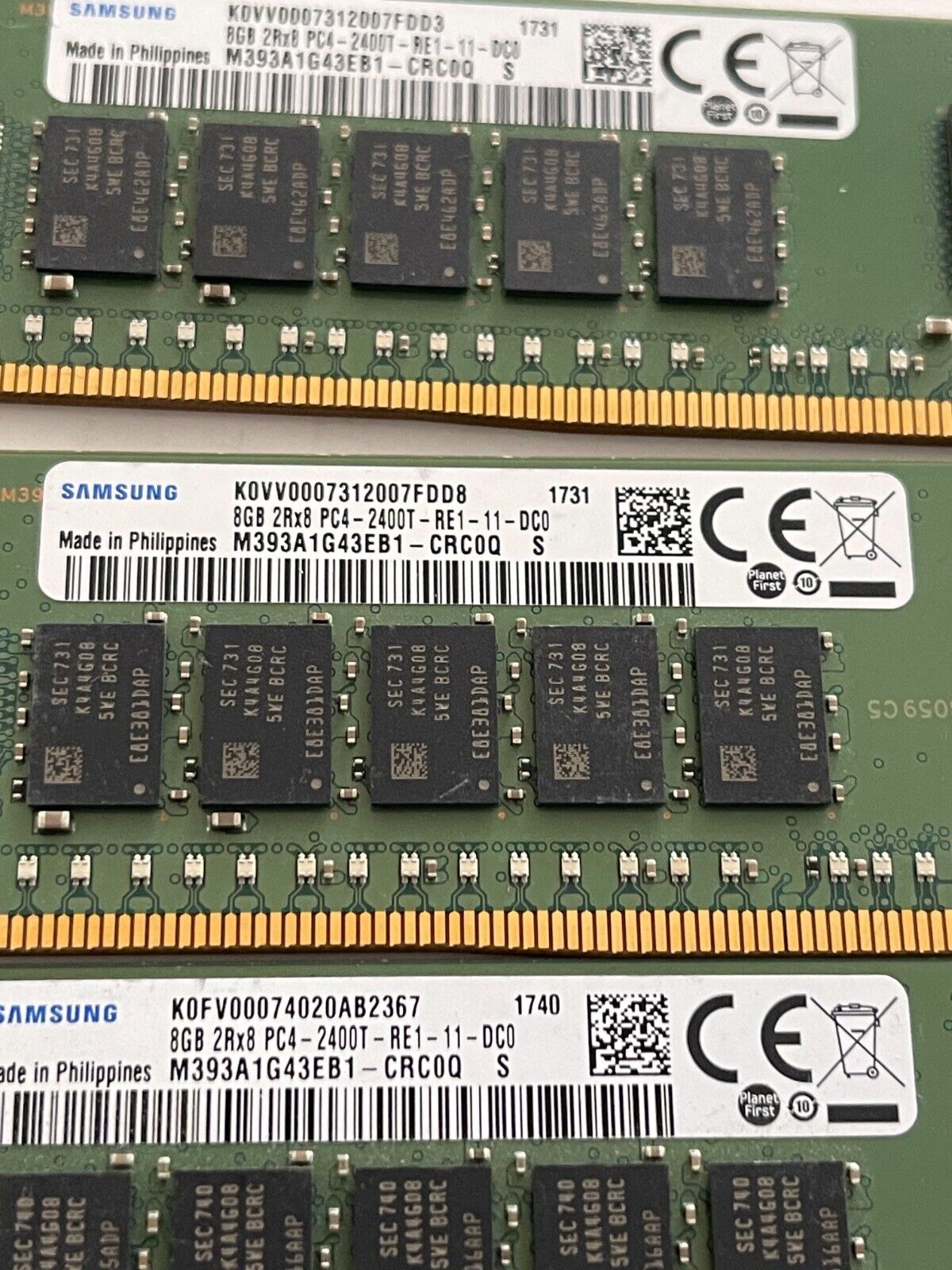 24GB (3X8GB) SAMSUNG 8GB PC4-2400T RAM MEMORY M393A1G43EB1-CRC0Q