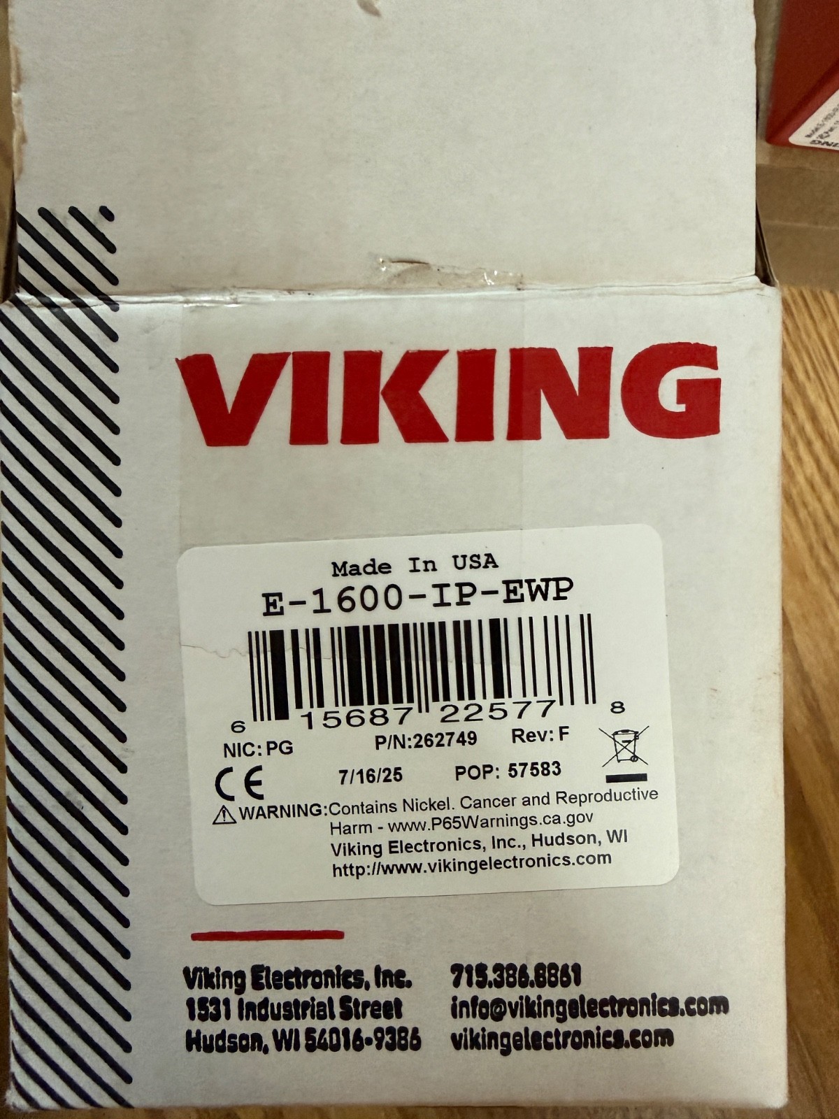 Viking Electronics VoIP Handsfree Emergency Phone E-1600-IP-EWP UPC 615687225778