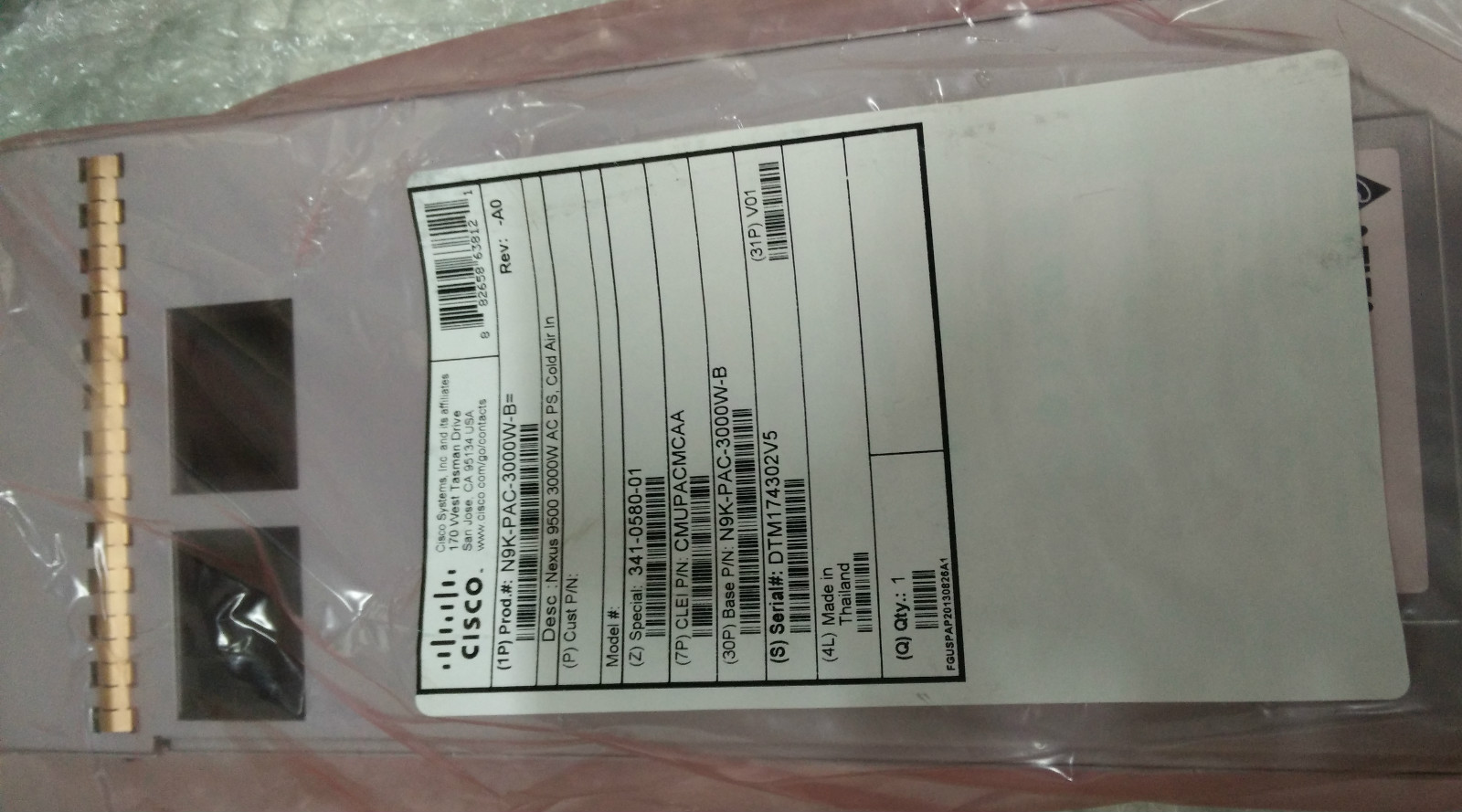 Cisco Nexus 9500 Series 3000W AC Power Supply (N9K-PAC-3000W-B) - NEW Cisco Nexus 9500 Series 3000W AC Power Supply (N9K-PAC-3000W-B) - NEW