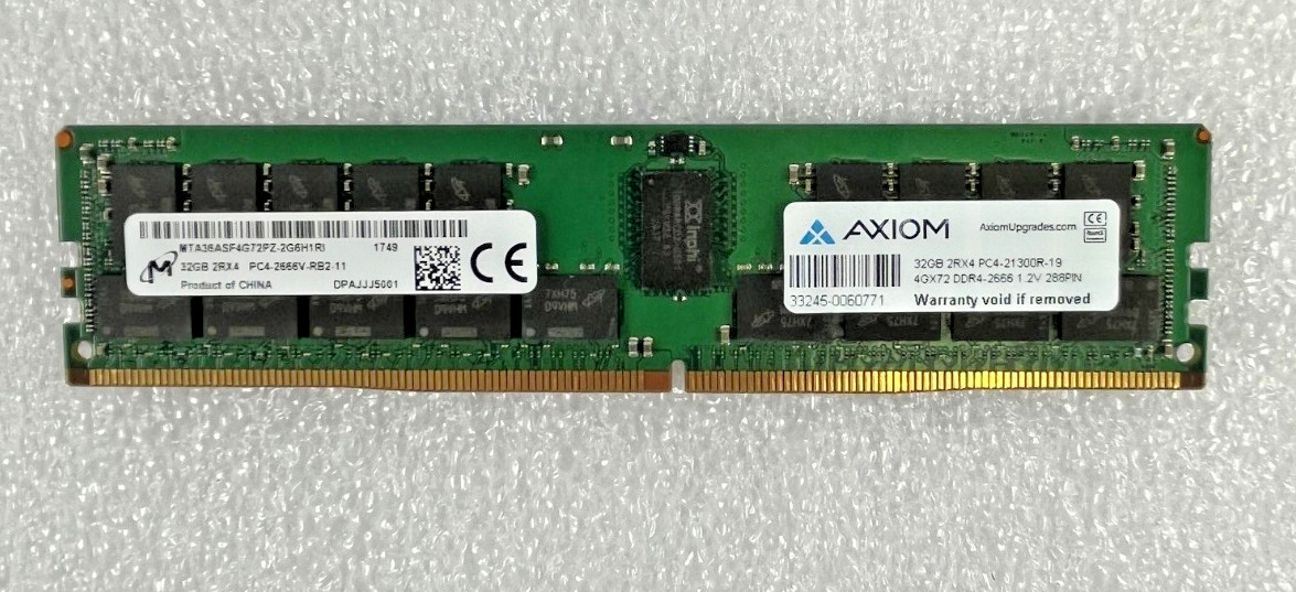 MICRON MTA36ASF4G72PZ-2G6D1 32GB PC4-21300R DDR4-2666V RDIMM 2RX4 MEMORY DIMM
