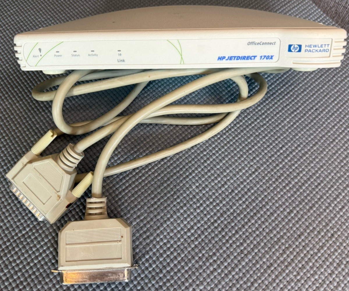 Vintage HP OfficeConnect Jetdirect 170X Print Server (J4102B) Parallel Port