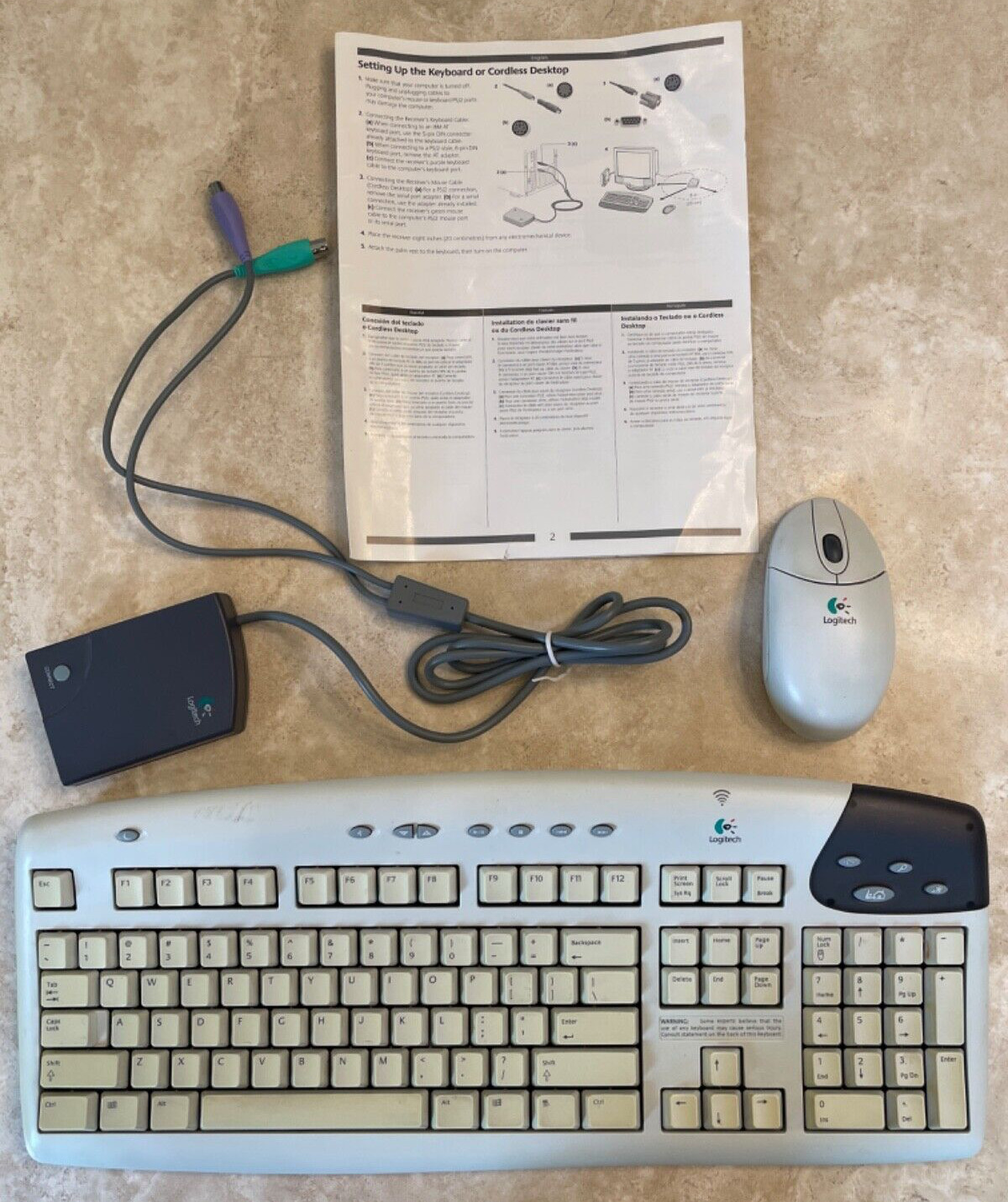 Vintage Logitech ITouch Y-RB6 Cordless Keyboard & Mouse