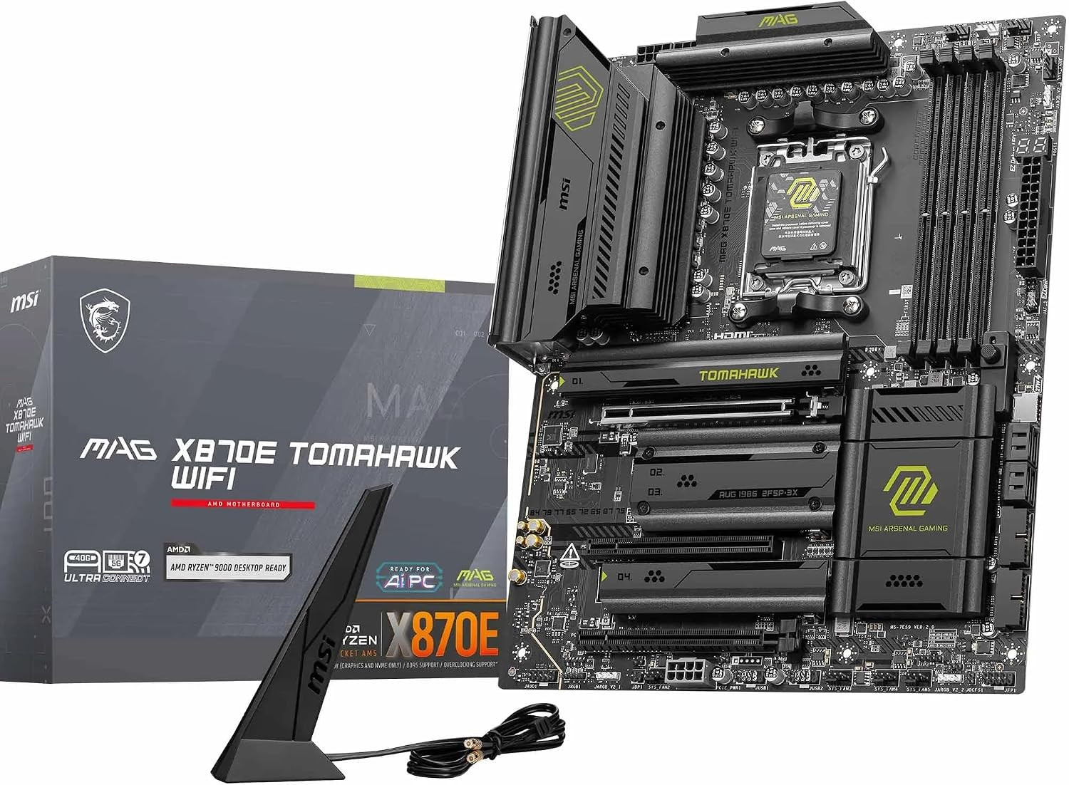 MSI MAG X870E Tomahawk Wifi Motherboard, ATX - Supports AMD Ryzen 9000/8000 / 70 MSI MAG X870E Tomahawk Wifi Motherboard, ATX - Supports AMD Ryzen 9000/8000 / 70