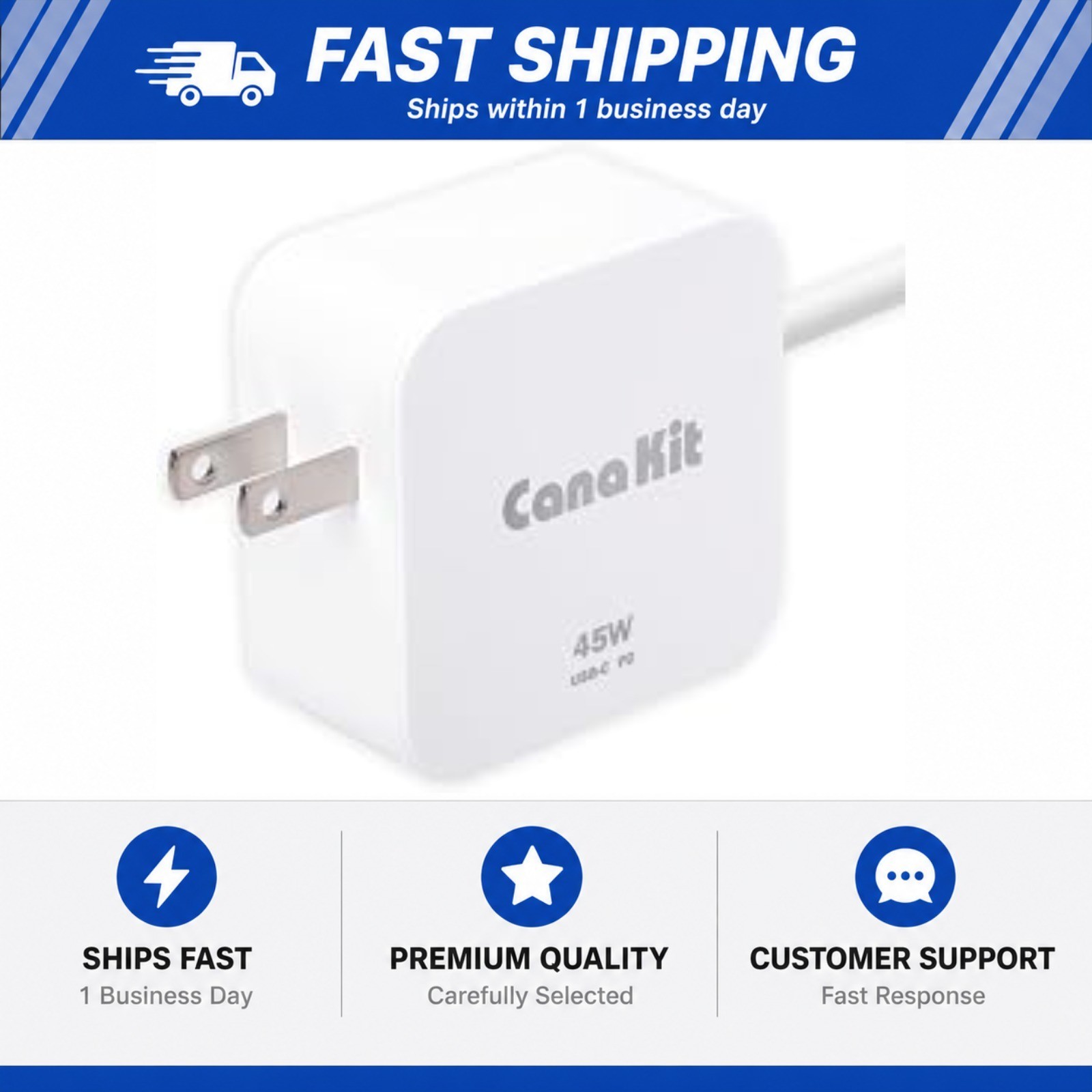 CanaKit 45W USB-C Power Supply with PD for Raspberry Pi 5 (27W @ 5A)