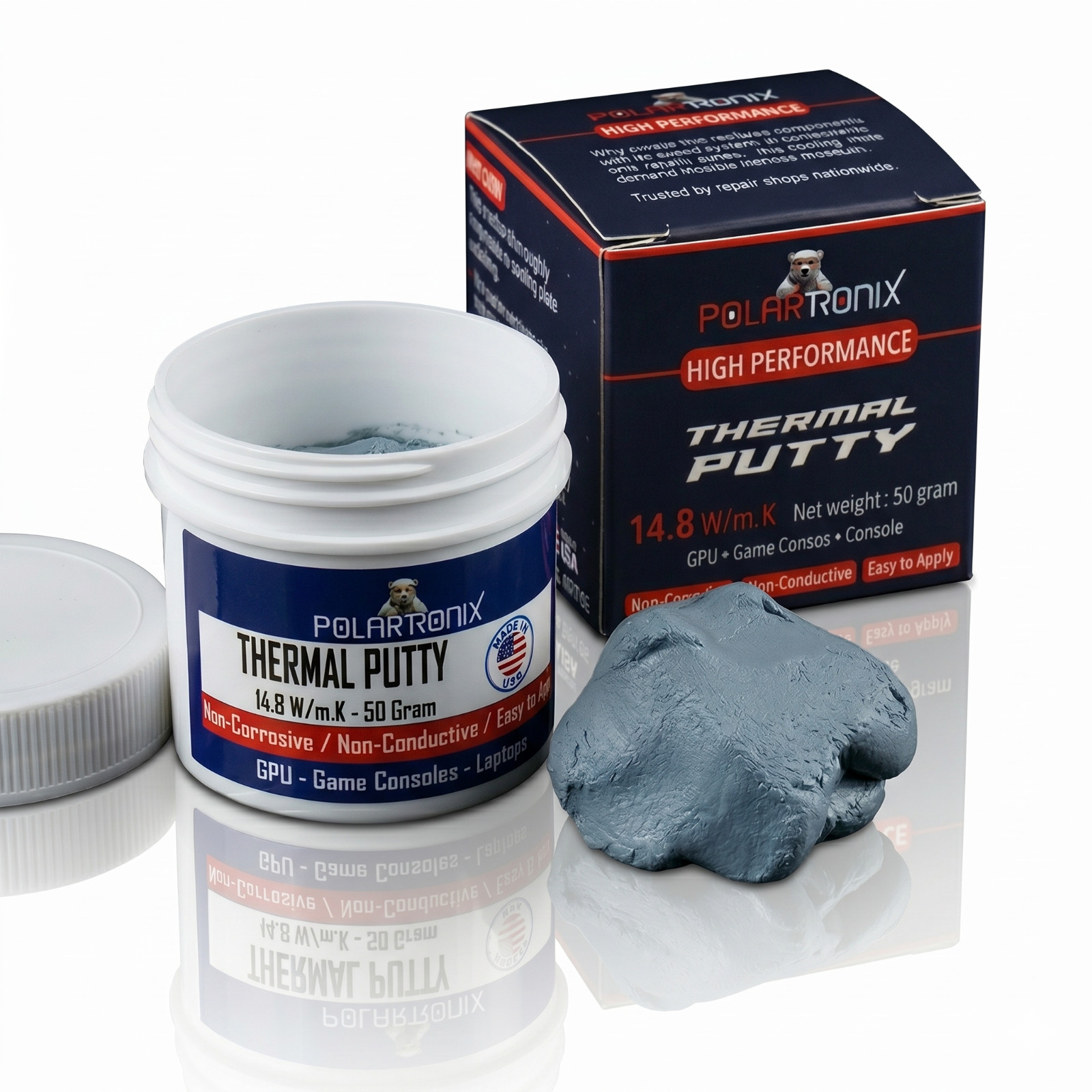 PolarTronix Thermal Putty 14.8W/mK 50g Non-Conductive GPU VRAM PS5 Laptop PolarTronix Thermal Putty 14.8W/mK 50g Non-Conductive GPU VRAM PS5 Laptop