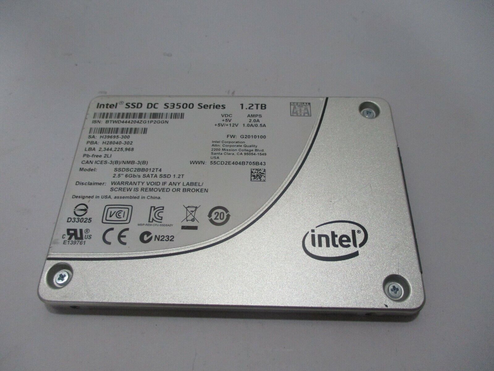 Intel SSDSC2BB012T4 1.2TB 6Gb/s 2.5\