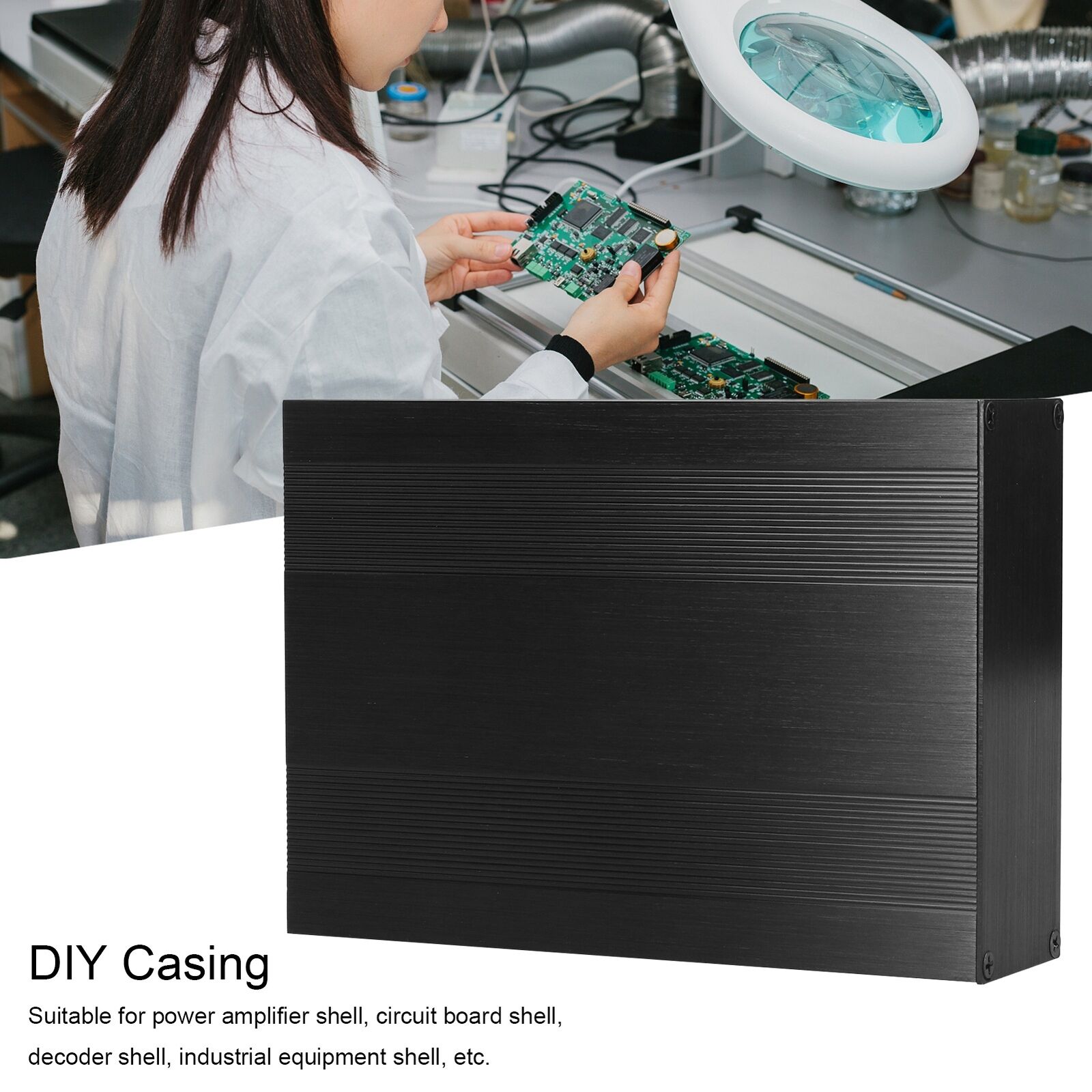 Project Enclosure Video Converter Box Split DIY Case Brushed Black 54x145x200mm
