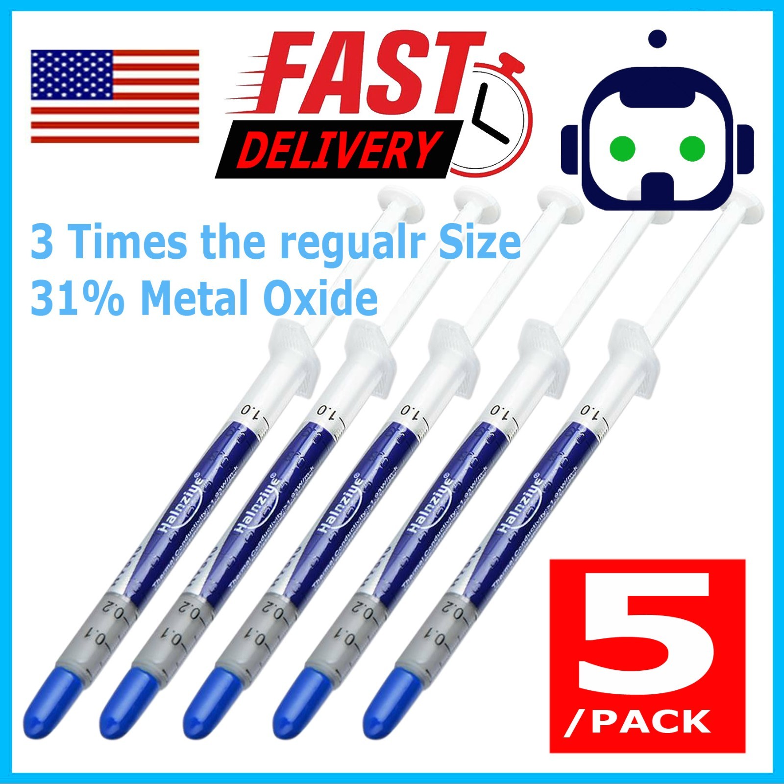 (5 Pack) Gold Thermal Grease CPU Heatsink Compound Paste Syringe 5X (5 Pack) Gold Thermal Grease CPU Heatsink Compound Paste Syringe 5X