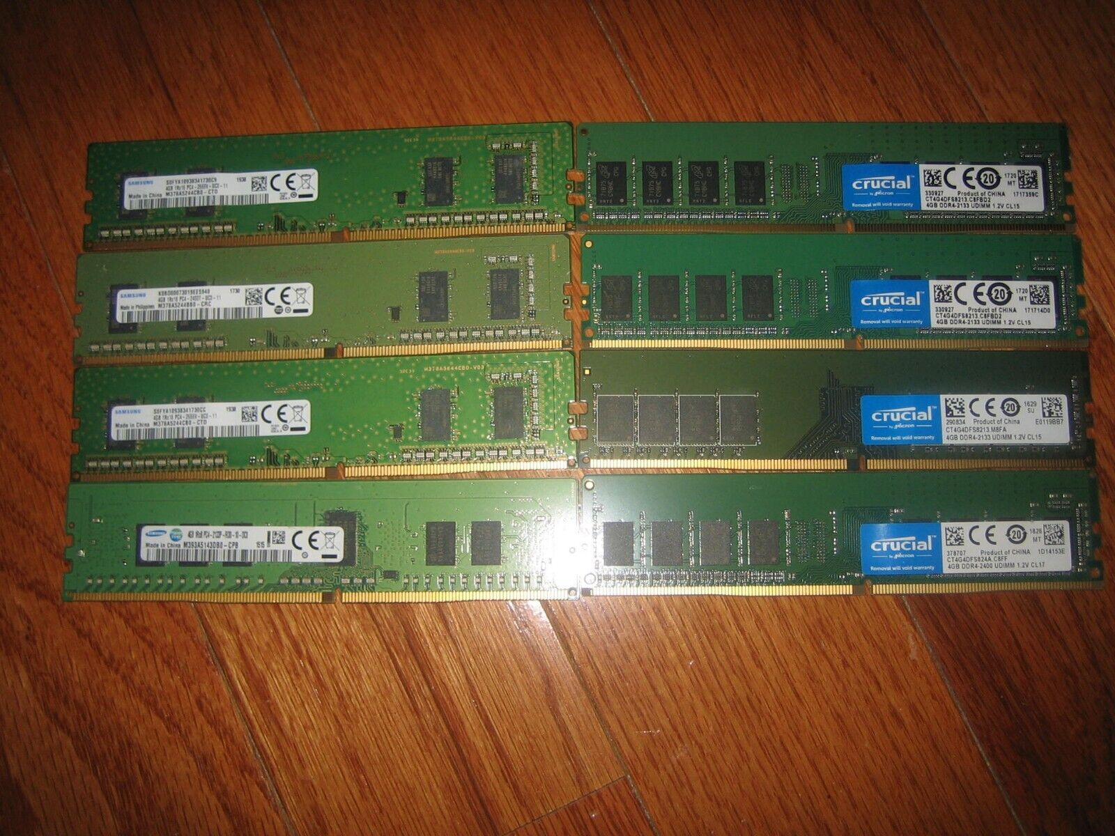 Lot of 8 4GB DDR4-2400/2133 PC4-2666V/2400T/2133P DDR4 Desktop Memory