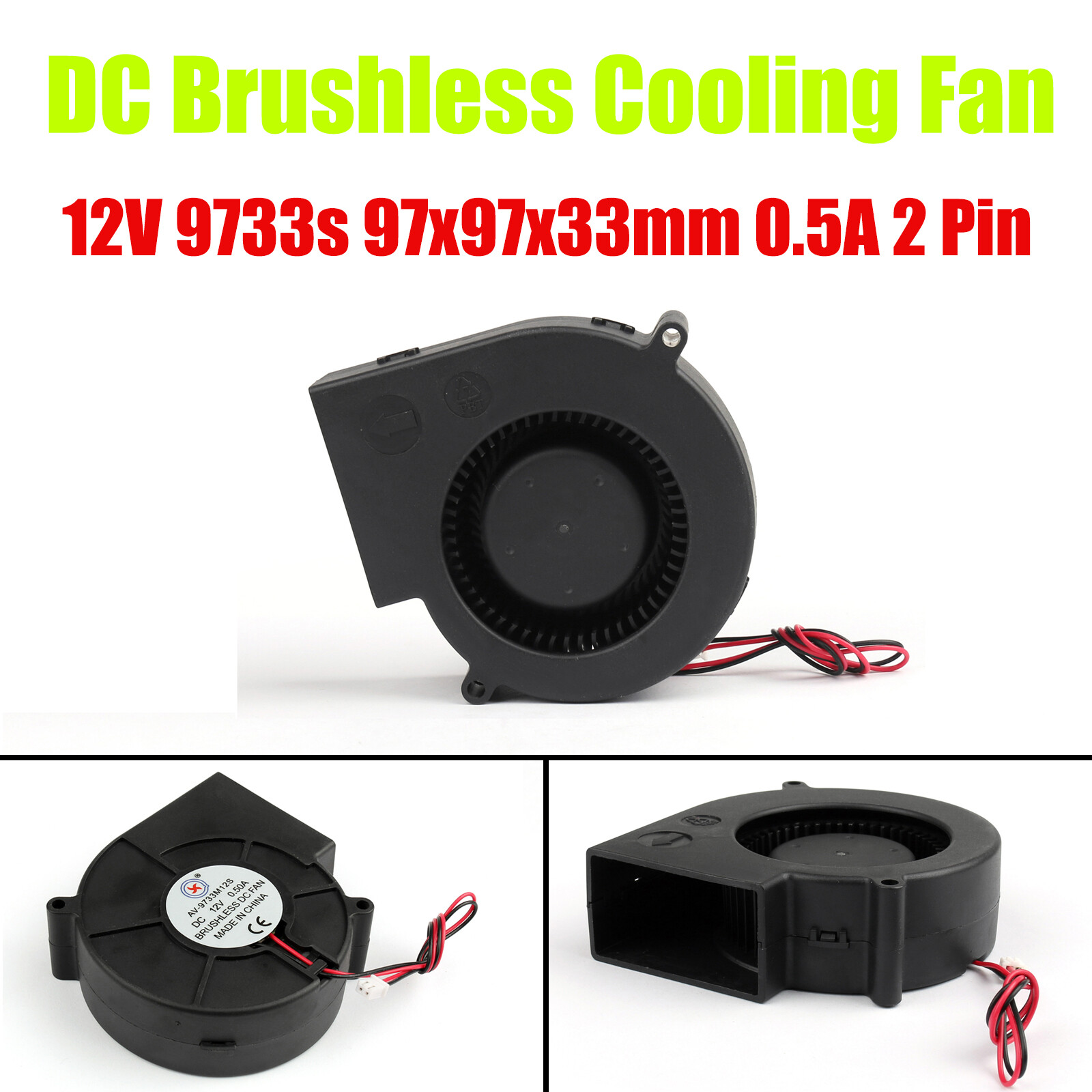 1x DC Brushless Cooling PC Computer Fan 12V 9733s 97x97x33mm 0.5A 2 Pin Wire EE 1x DC Brushless Cooling PC Computer Fan 12V 9733s 97x97x33mm 0.5A 2 Pin Wire EE
