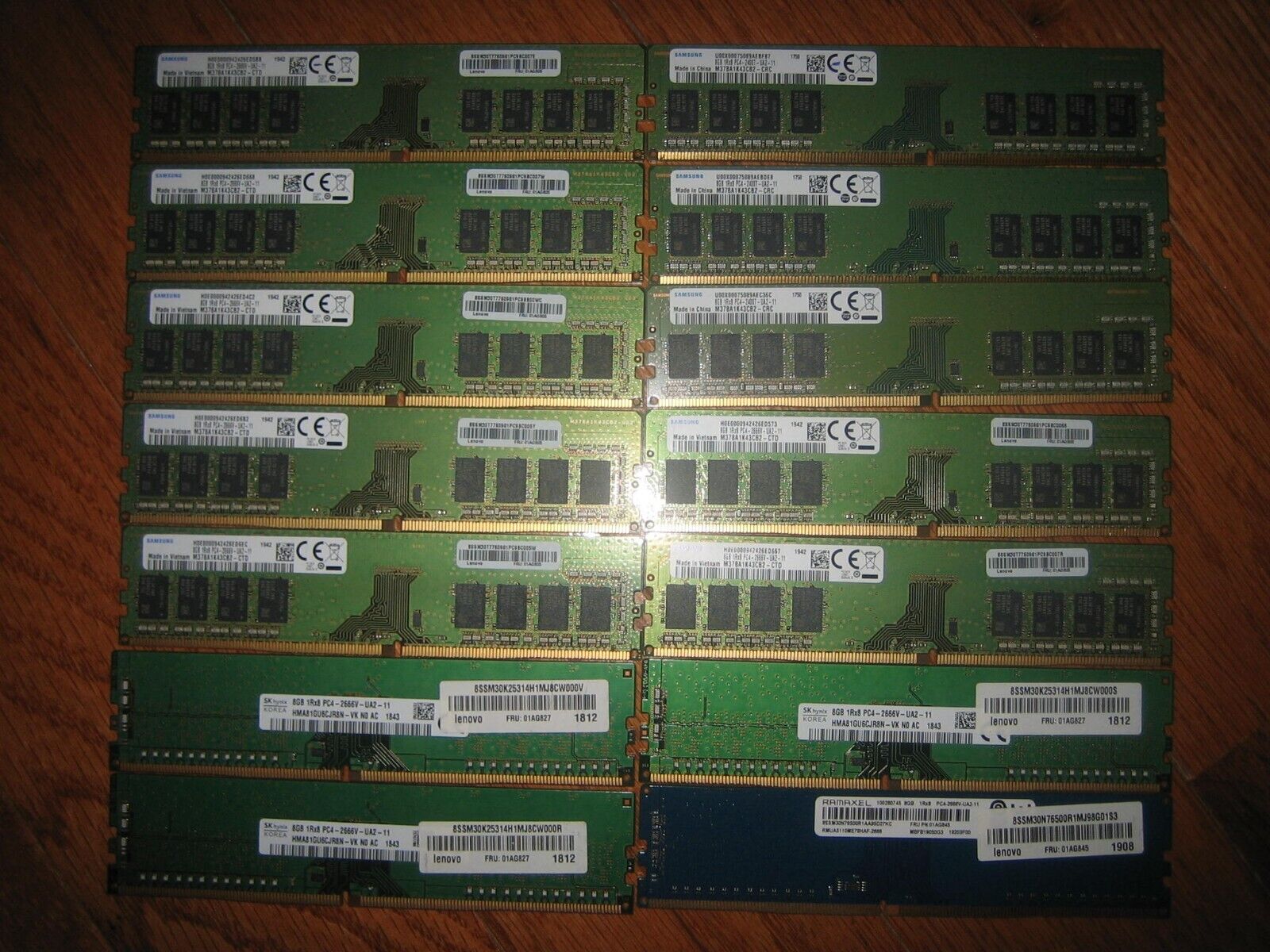 Lot of 14 8GB 1RX8 PC4-2666V/2400T Desktop Memory DDR4 RAM