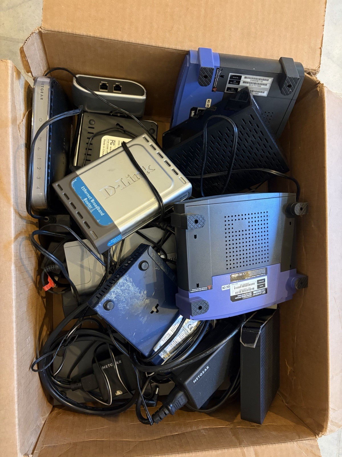 15pc Vintage Networking Electronics Lot Netgear Linksys D-Link Roku Untested
