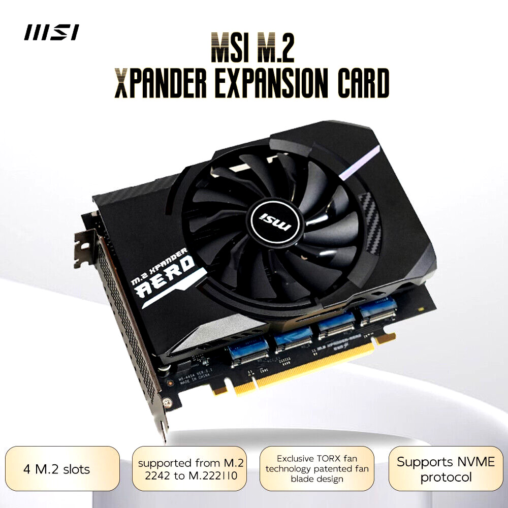 NEW MSI M.2 Expansion Card Xpander Aero Gen 4 PCIe Expander  with Fan (4 M.2)