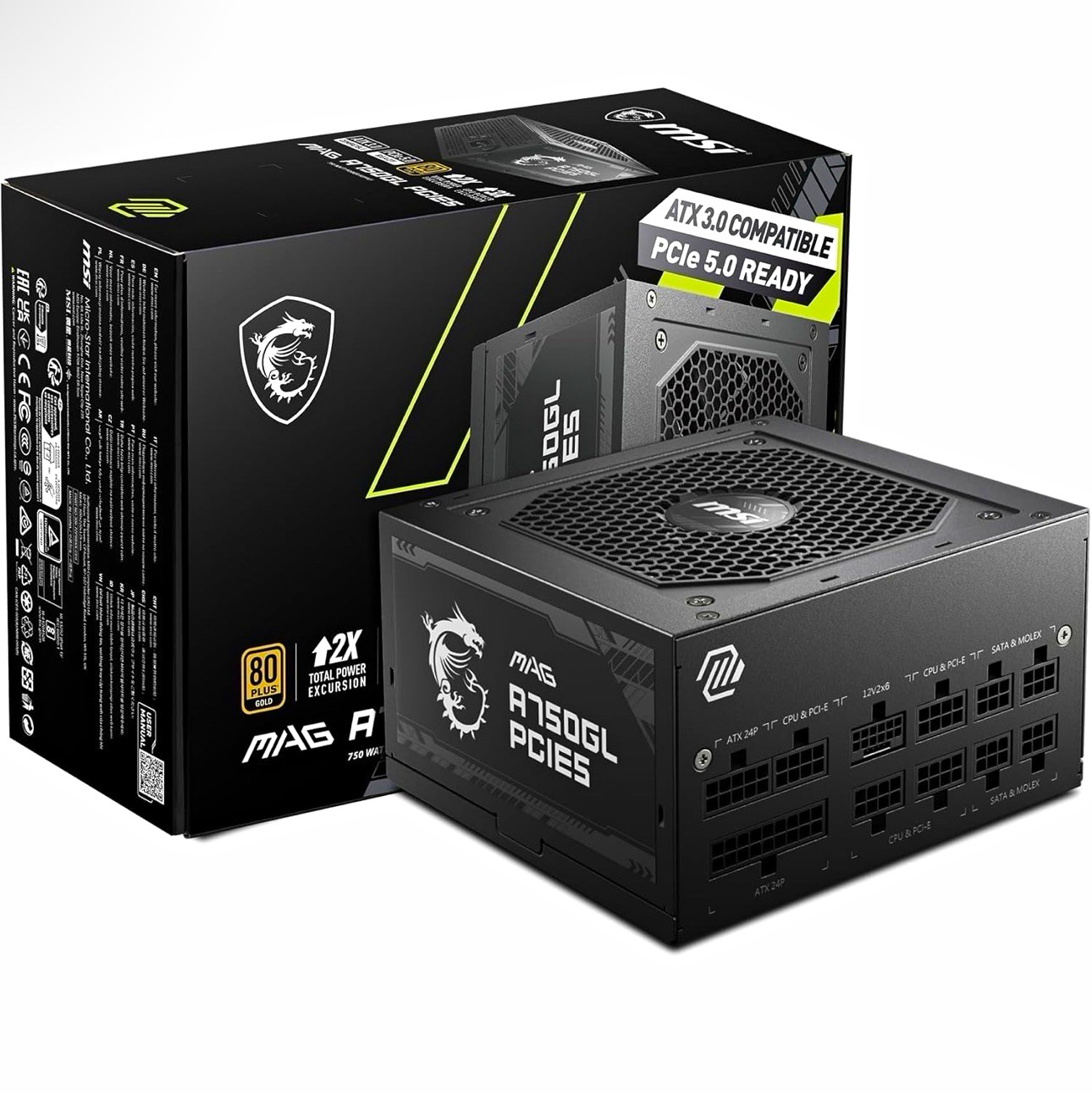 MSI MAG A750GL PCIE5 750W ATX 3.0 PCIe 5 Modular Power Supply Unit 24-Pin MSI MAG A750GL PCIE5 750W ATX 3.0 PCIe 5 Modular Power Supply Unit 24-Pin