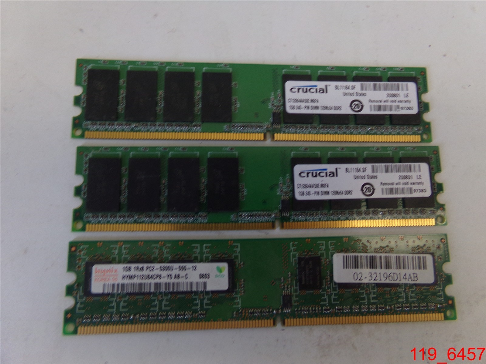 Qty=3: 1GB RAM: Crucial 240-Pin DIMM (2) & Hynix HYMP112U64CP8-Y5 AB-C Qty=3: 1GB RAM: Crucial 240-Pin DIMM (2) & Hynix HYMP112U64CP8-Y5 AB-C