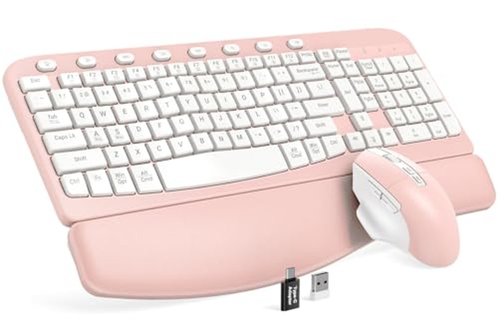 SABLUTE Wireless Keyboard and Mouse Combo with Ergonomic Wave Key Blush Pink SABLUTE Wireless Keyboard and Mouse Combo with Ergonomic Wave Key Blush Pink
