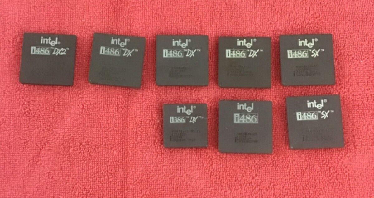 LOT x8 Intel i486DX DX2 SX i386DX VINTAGE CPU FOR GOLD SCRAP RECOVERY