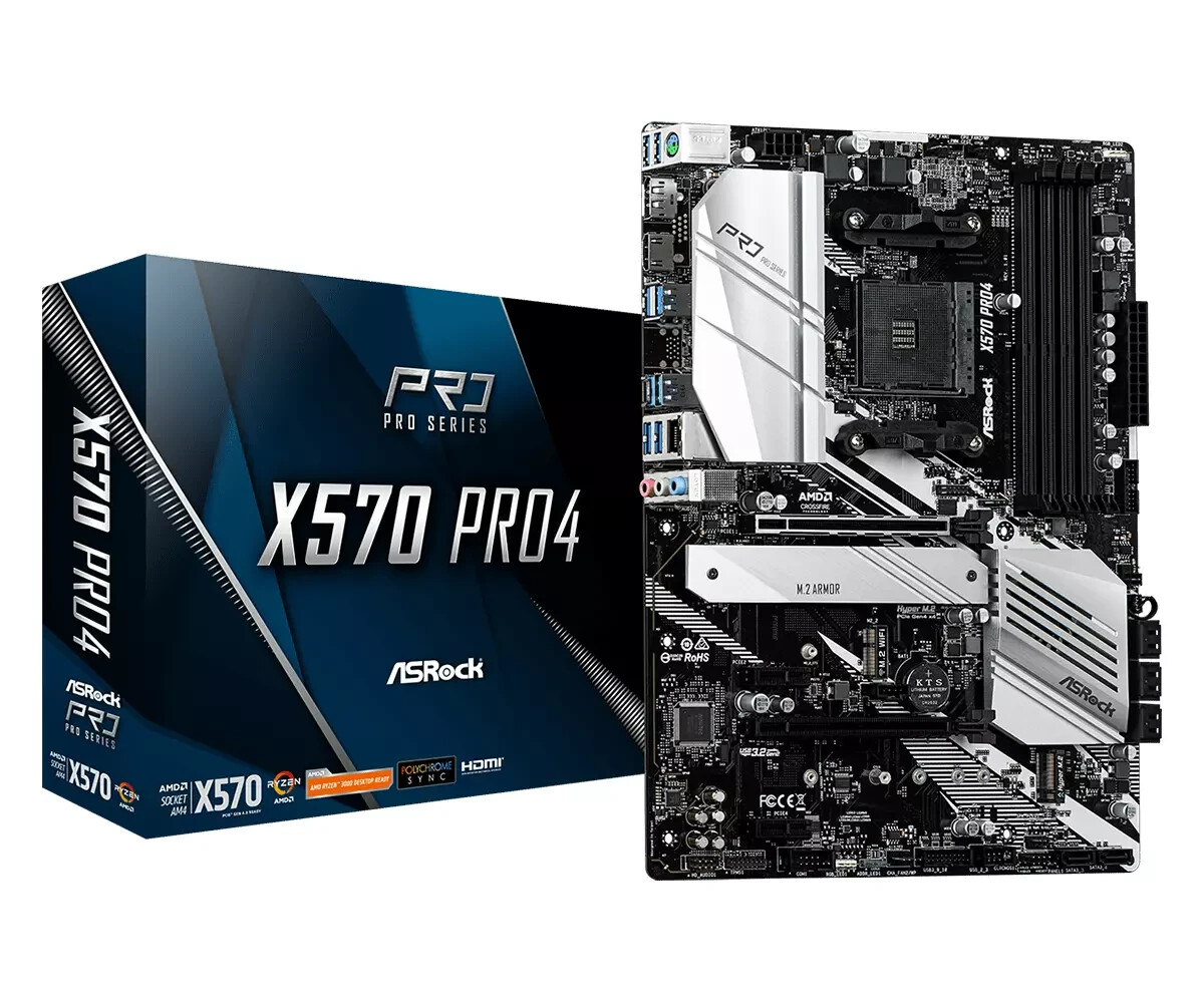 ASRock AMD X570 Motherboard ATX X570 PRO4 Socket AM4 DDR4 SATA3 PCIE4 M.2 ASRock AMD X570 Motherboard ATX X570 PRO4 Socket AM4 DDR4 SATA3 PCIE4 M.2