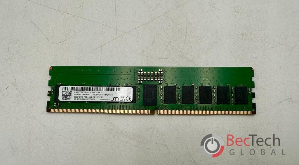 Micron 32GB DDR5-6400 PC5-51200 EC8 RDIMM Server Memory RAM MTC20F2085S1RC64BD2 Micron 32GB DDR5-6400 PC5-51200 EC8 RDIMM Server Memory RAM MTC20F2085S1RC64BD2