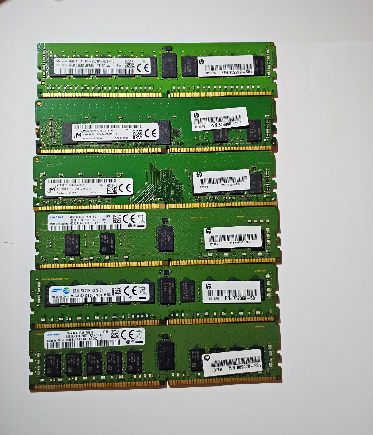 Lot of 39x 8GB DDR4 RAM 312GB Total HP Workstation Pulls (35x RDIMM + 4x UDIMM)