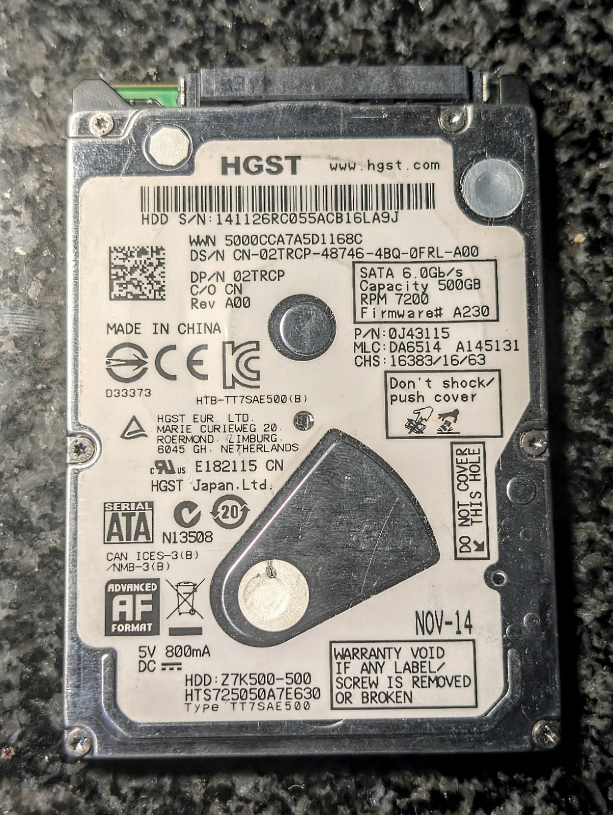 HGST 500GB 2.5 HGST 500GB 2.5