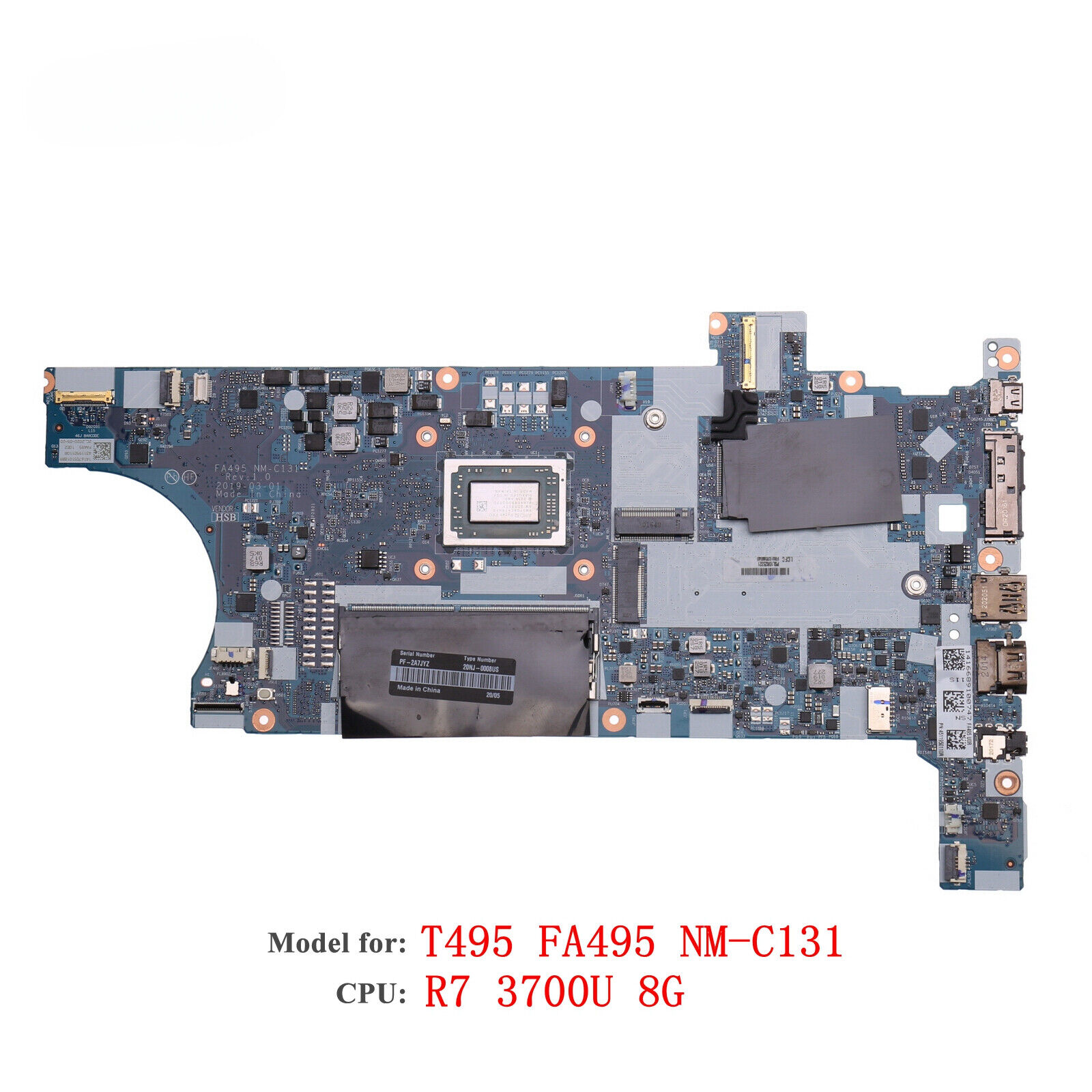 For Lenovo ThinkPad T495 Motherboard FA495 NM-C131 FRU;02DM040 CPU: R7-3700U 8G