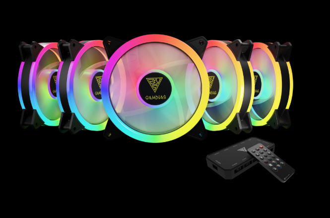 GAMDIAS AEOLUS M2-1205R 120mm ARGB Gaming Cooling Fans 1500RPM w/ Remote GAMDIAS AEOLUS M2-1205R 120mm ARGB Gaming Cooling Fans 1500RPM w/ Remote