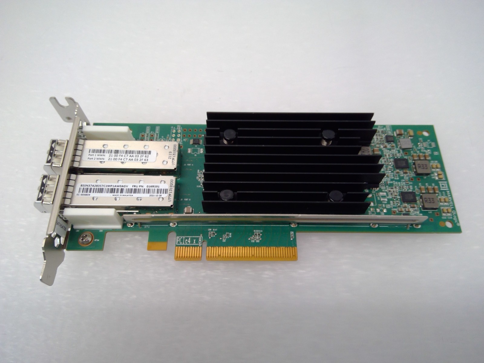 Lenovo IBM 01KR591 QLogic QLE2772 Dual Port FC HBA 32Gb Low Bracket w/ 2x SFPs Lenovo IBM 01KR591 QLogic QLE2772 Dual Port FC HBA 32Gb Low Bracket w/ 2x SFPs