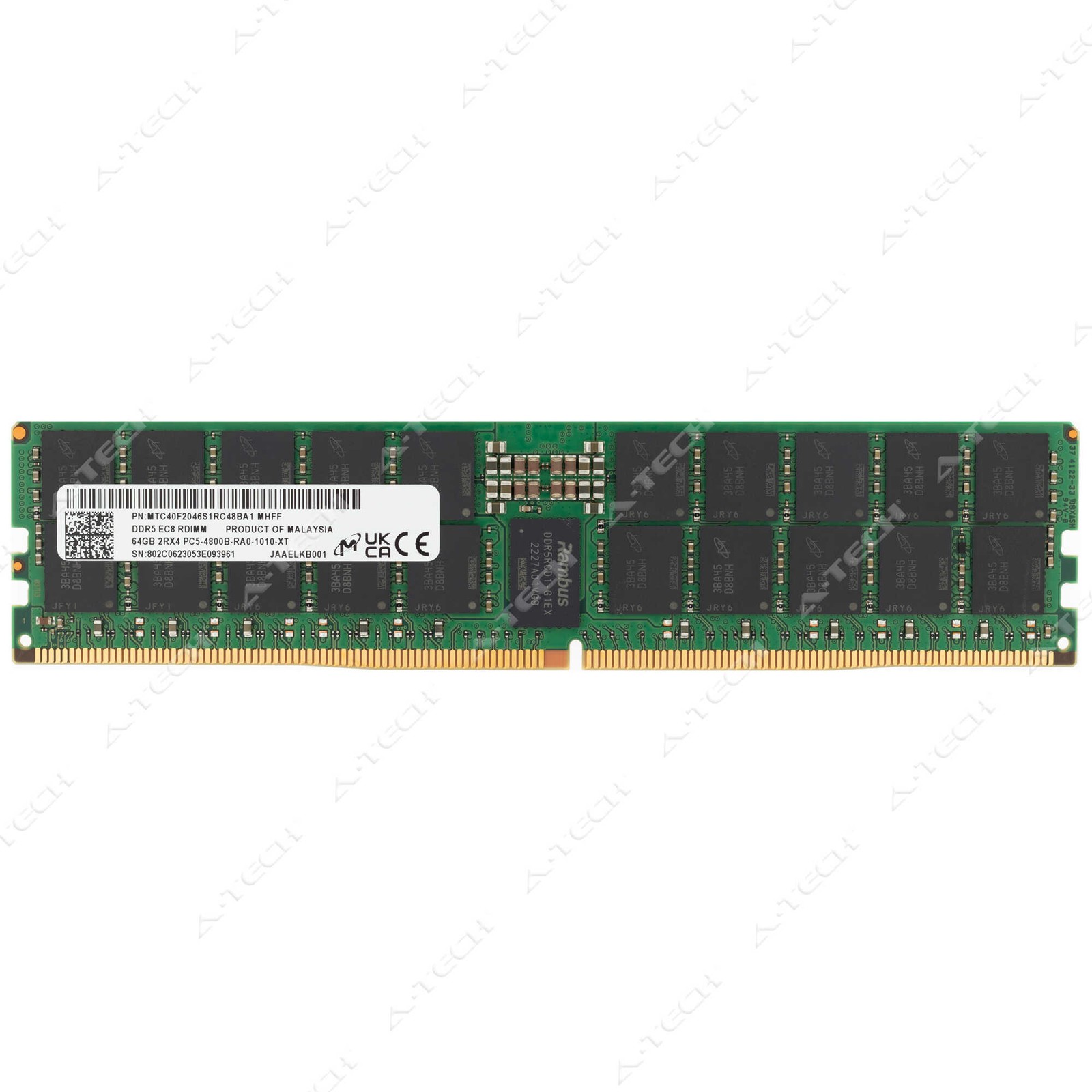 Micron 64GB DDR5-4800 PC5-38400 EC8 RDIMM Server Memory RAM MTC40F2046S1RC48BA1 Micron 64GB DDR5-4800 PC5-38400 EC8 RDIMM Server Memory RAM MTC40F2046S1RC48BA1
