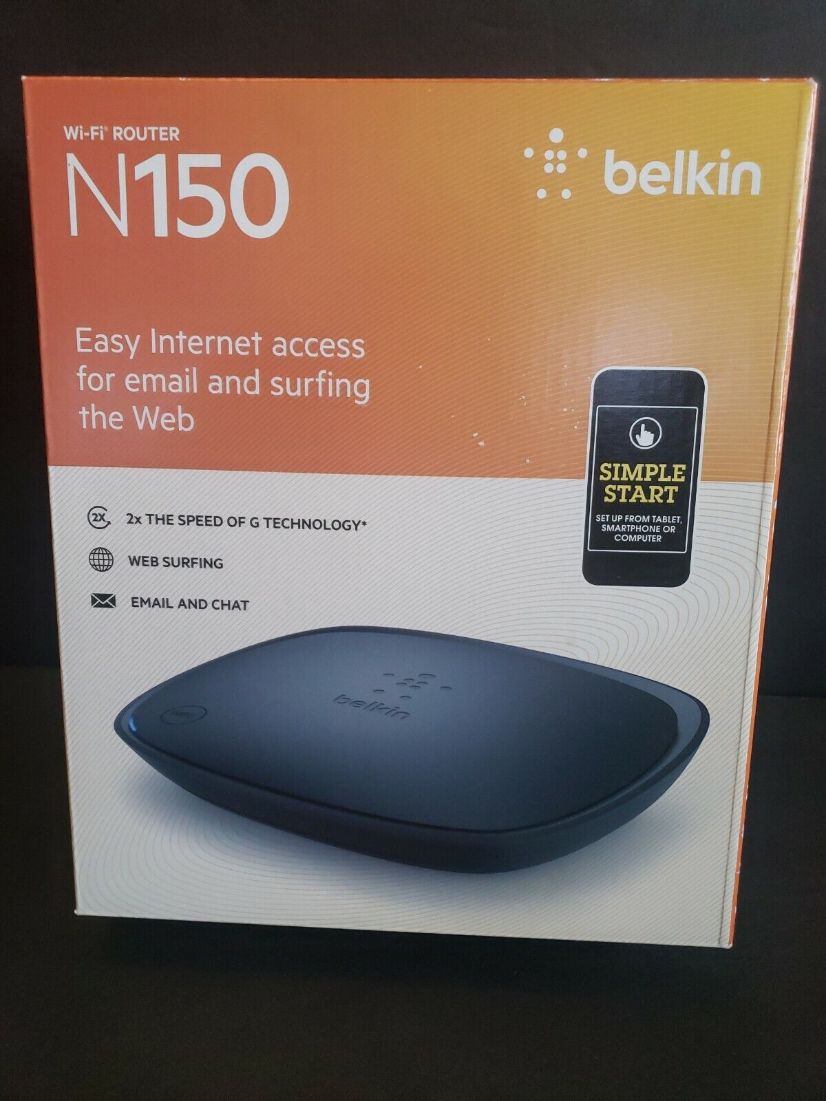 Belkin N150 Wireless/Wi-Fi Router. Pre Owned.  2.4 GHz Easy Internet. 4 port