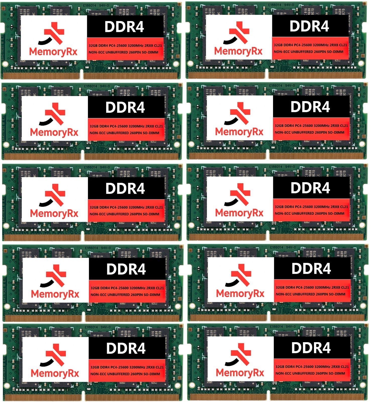 *LOT OF 10* 32GB DDR4 3200MHz PC4-25600 1.2V 2RX8 260PIN SO-DIMM MEMORY RAM *LOT OF 10* 32GB DDR4 3200MHz PC4-25600 1.2V 2RX8 260PIN SO-DIMM MEMORY RAM