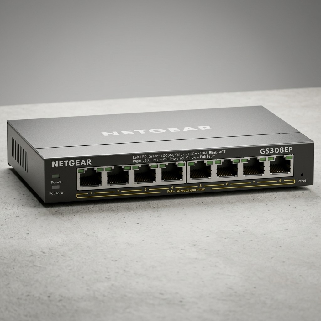 NETGEAR GS308EP Essential Series 8-Port Gigabit PoE+ Unmanaged Switch NETGEAR GS308EP Essential Series 8-Port Gigabit PoE+ Unmanaged Switch