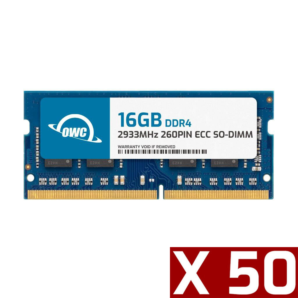 Lot of 50 OWC 16GB DDR4 2933MHz 1Rx8 ECC 260-pin SODIMM Memory RAM